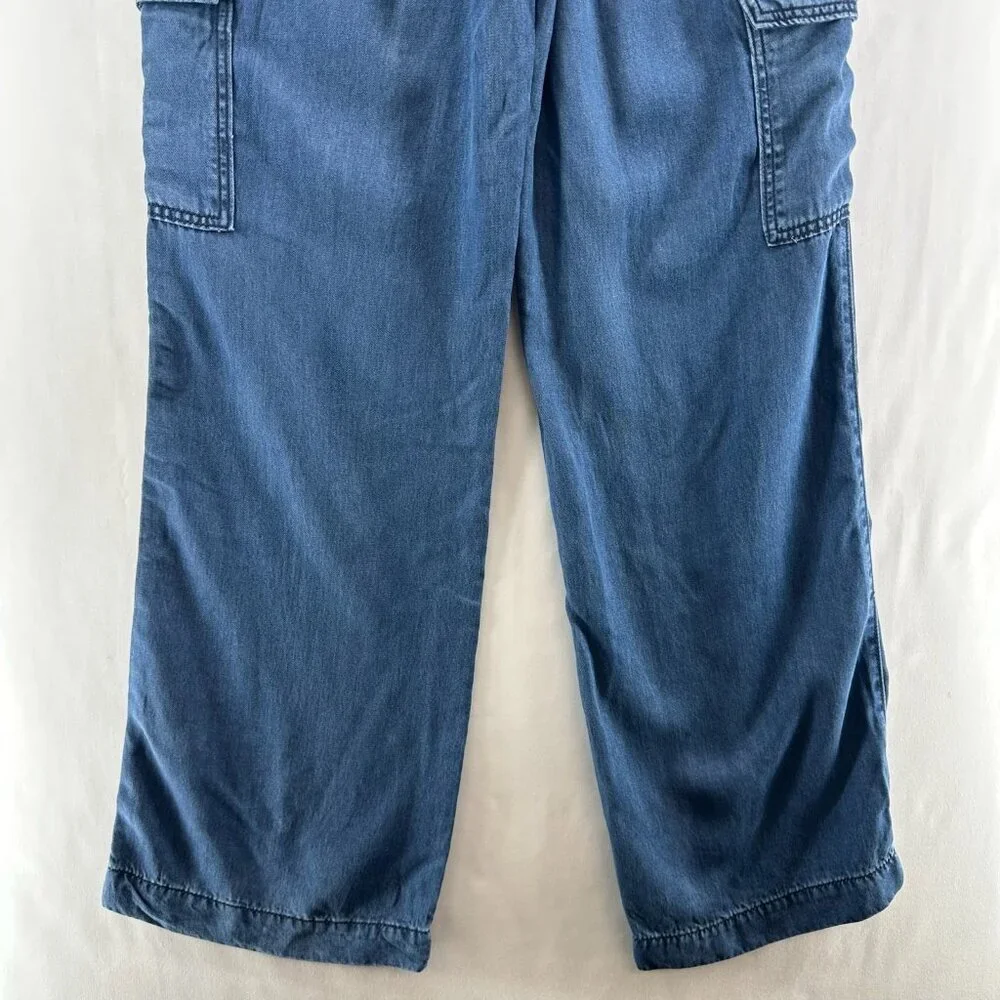 Happily Grey Pants Womens Sz 1/25 Baggy Wide Leg Cargo Denim Lyocell Blue - Picture 6 of 11